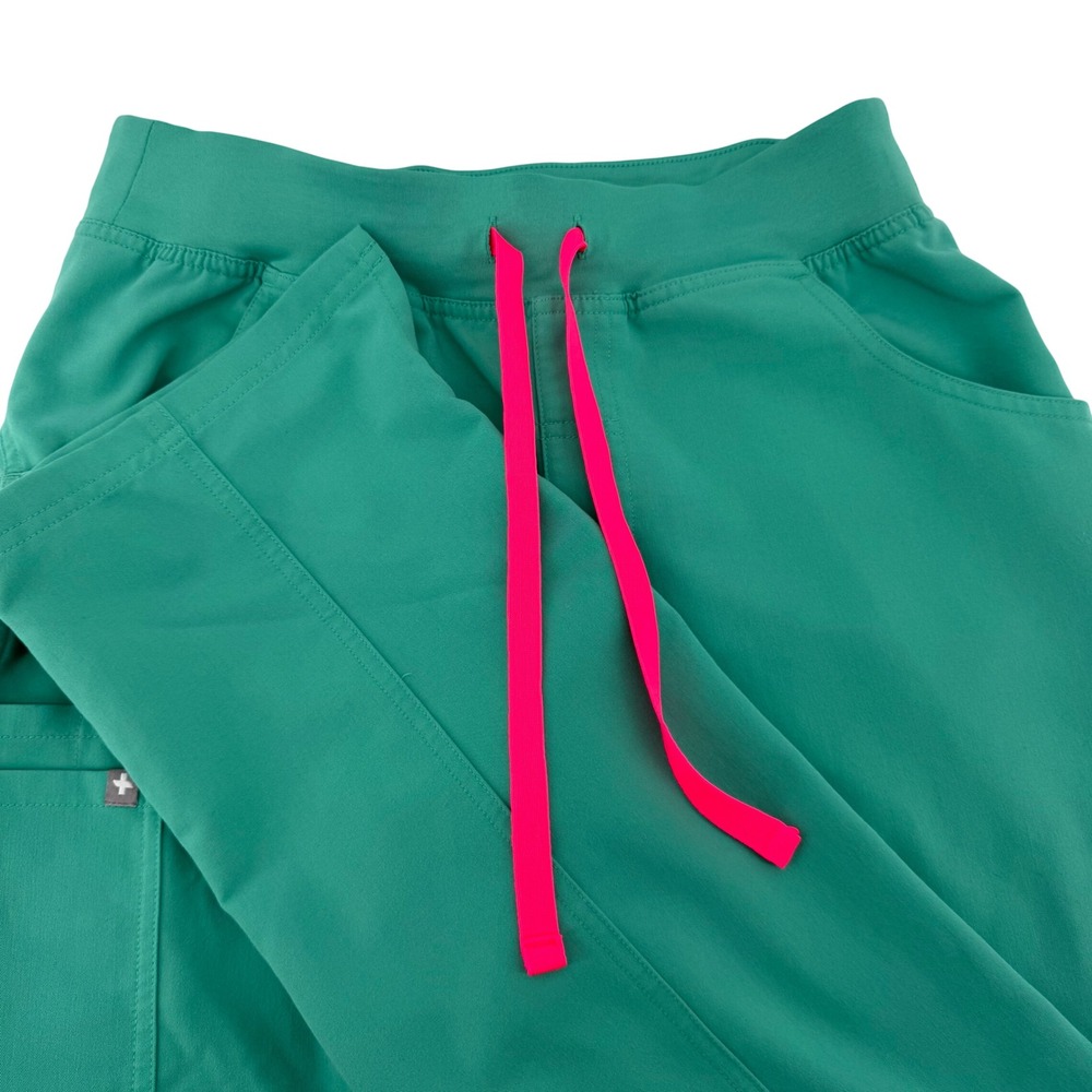 FIGS Kade Cargo Scrub Pants Green Neon Pink Drawstring T21004N Womens Small